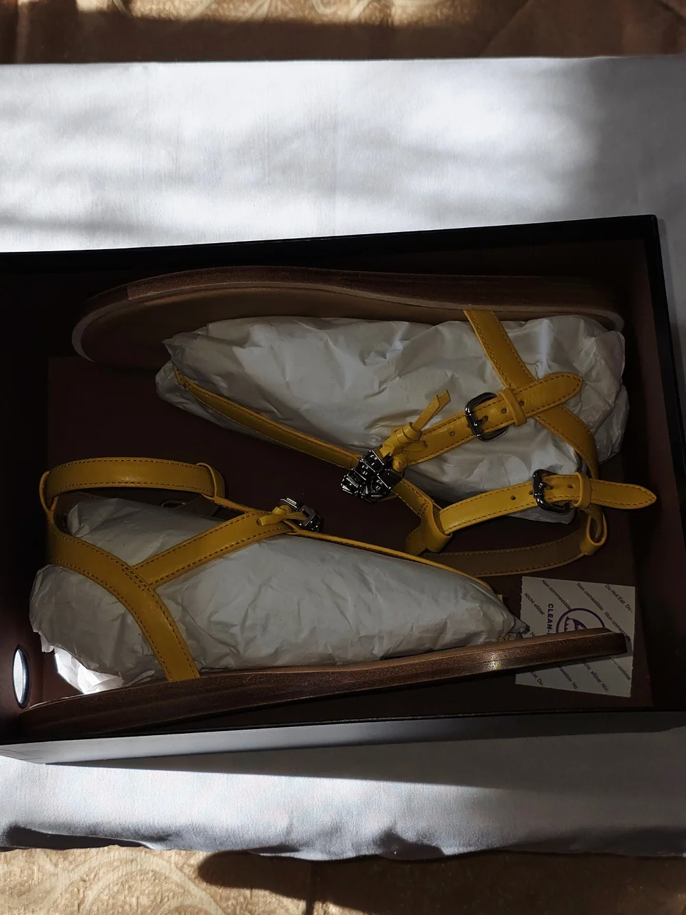 COACH Becky Semi Matte Calf Leather Sandals In Canary Size 7M - Picture 10 of 12
